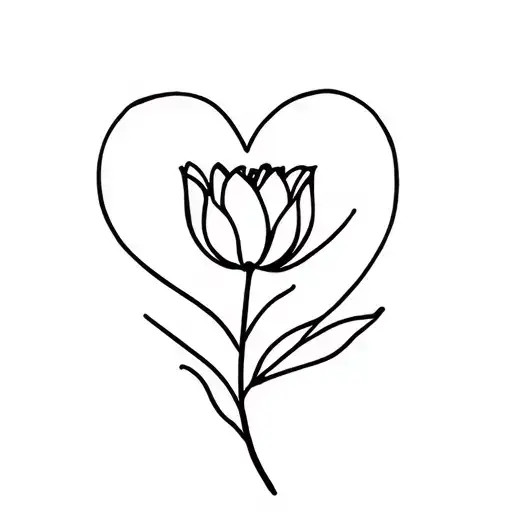 heart and tulip tattoo design idea