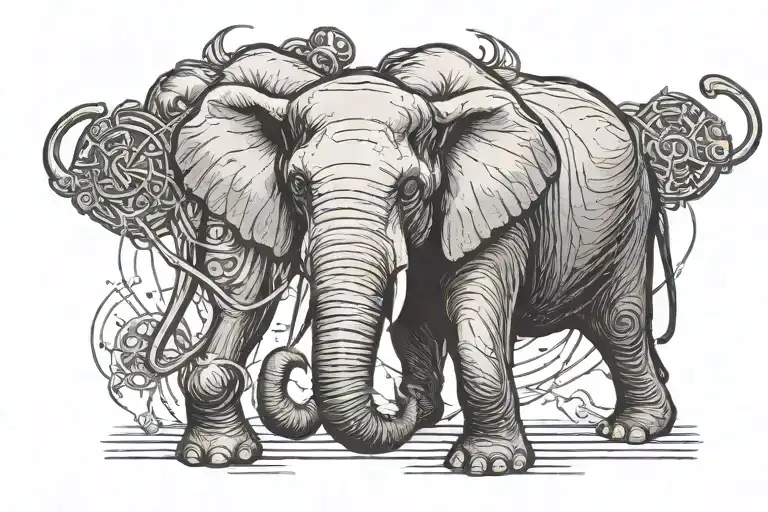 thomas edison electrocuting an elephant adorned with traditional tattoo design idea