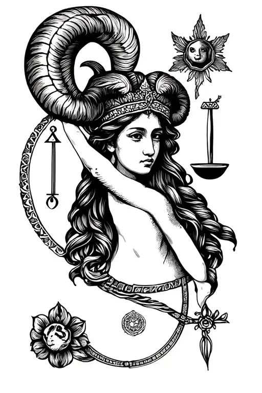 astrological sign aries libra and aquarius tattoo design idea