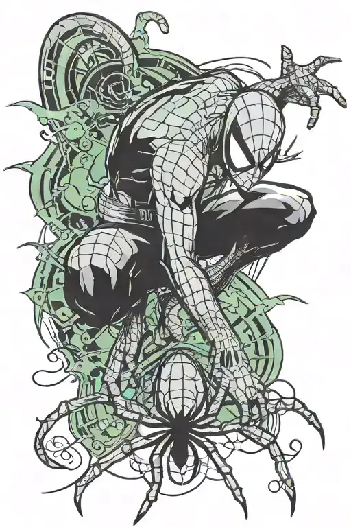 Spider-Man with Green Day and music and birthday date tattoo design idea