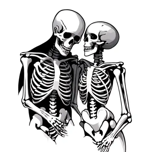 skeleton couple tattoo design idea