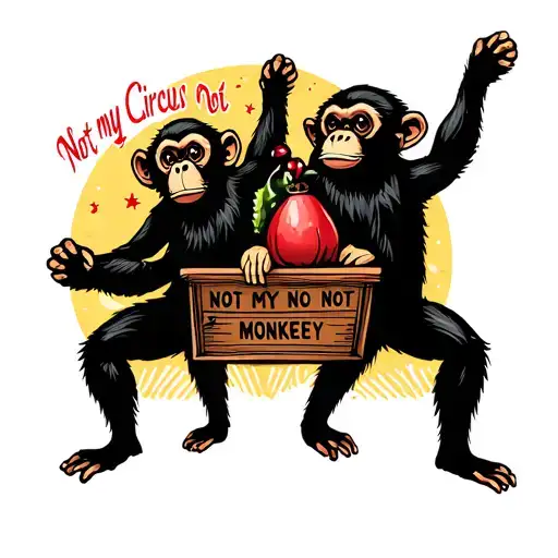 "Not my Circus, Not my monkeys" Circus monkeys engaged in activities tattoo design idea