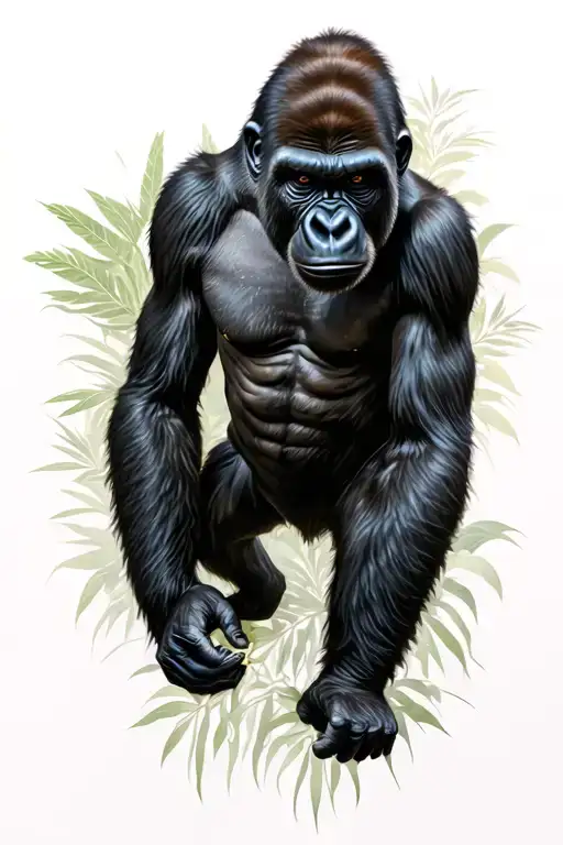 Gorilla Selva in stalking position tattoo design idea