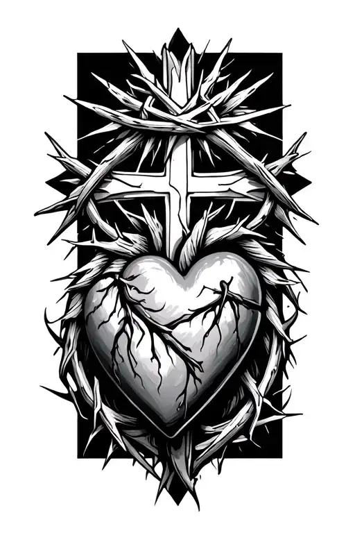 Jesus Christsymbol: Cross / Sacred Heart / Crown of thorns / tattoo design idea