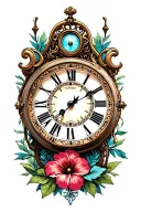 fleur ibiscus noelie steampunk clock tattoo design idea