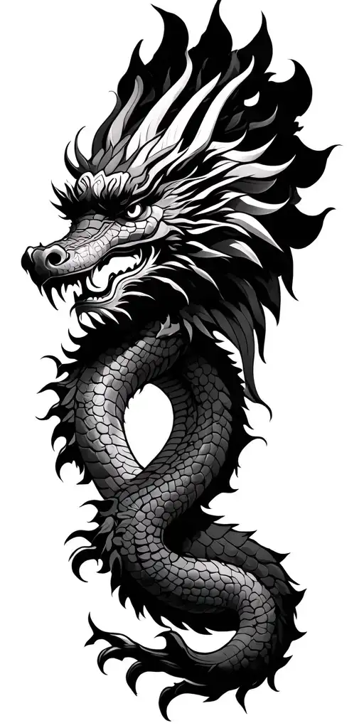 mayan with japanese dragon tattoo design idea