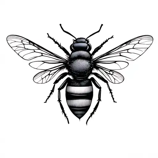 I want a minimalist, abstract tattoo of a bee with fine continuous lines. tattoo design idea
