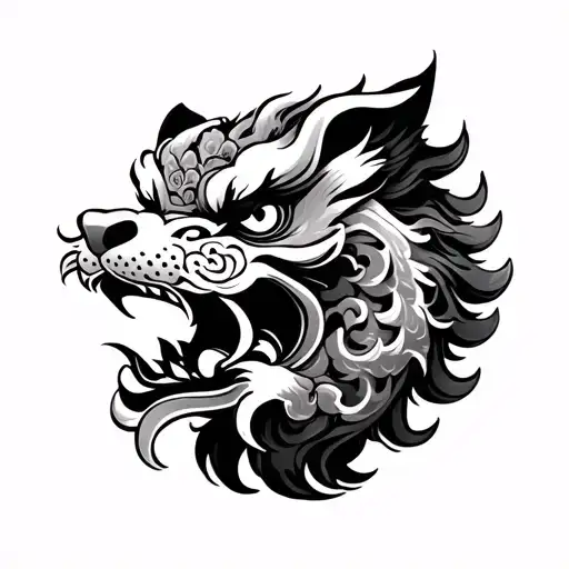 Chinese Foo Dog tattoo design idea