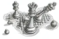 chess piece pawn with shadow of king piece opens sail tattoo design idea