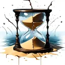 a broken hourglass. the sand is drizzling in a void tattoo design idea