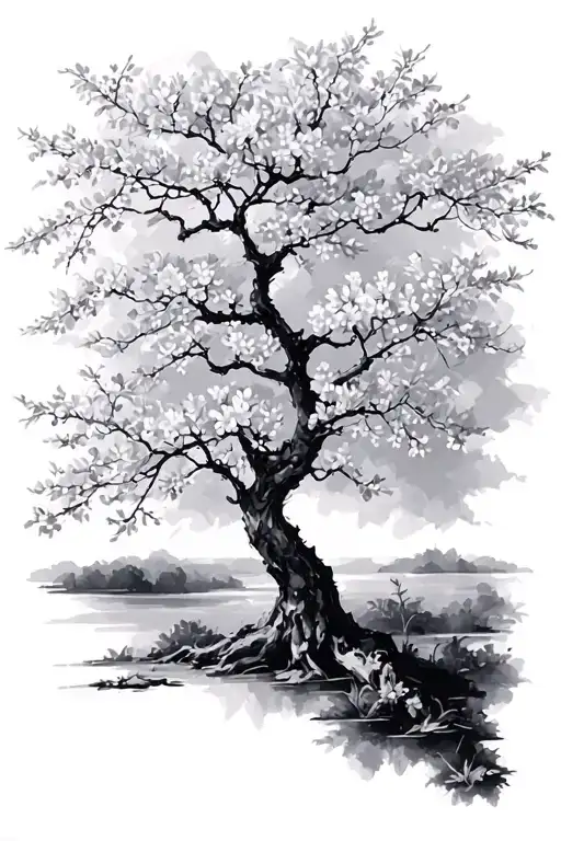 cherry Blossom tree tattoo design idea