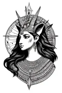 create a forearm tattoo centered on Leo featuring the Regulus star and sekhmet Egyptian goddess tattoo design idea