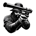 ski mask robber shooting tattoo design idea