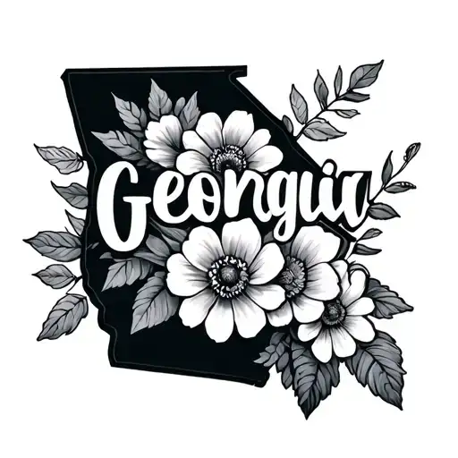 the name Georgia and flowers tattoo design idea