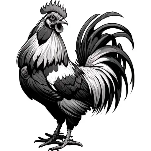 Fighting rooster tattoo design idea