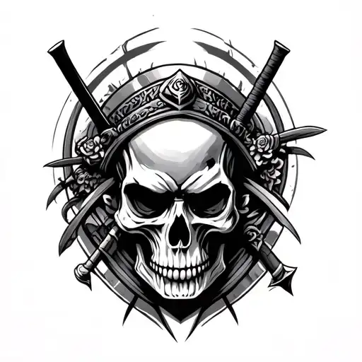 samurai skull adorned tattoo design idea