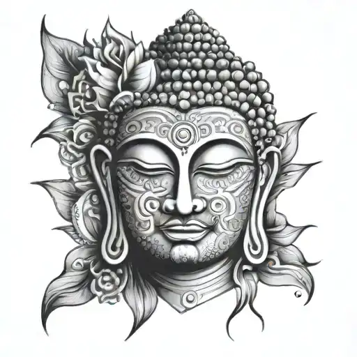 mandala spiritual Buddha face tattoo design idea