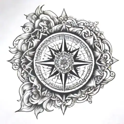 compass, fineline, bangle, mandala tattoo design idea