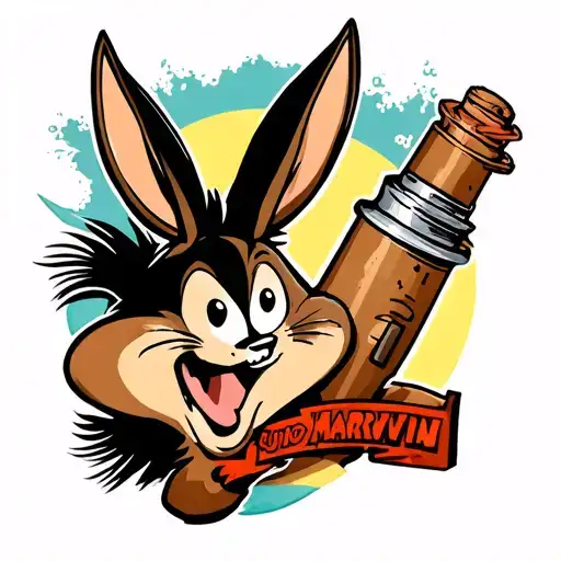 marvin looney tunes on turbine tattoo design idea