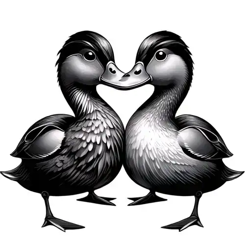 duck couple love tattoo design idea