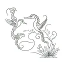 3 birds and a seahorse tattoo design idea