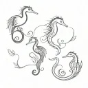 3 birds and a seahorse tattoo design idea