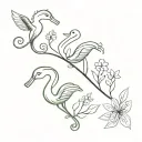 3 birds and a seahorse tattoo design idea