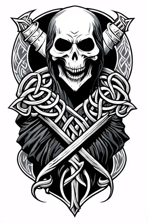 grim reaper inspired celtic design tattoo design idea