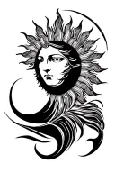 sun and Greek coloumn tattoo design idea