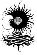 sun and Greek coloumn tattoo design idea