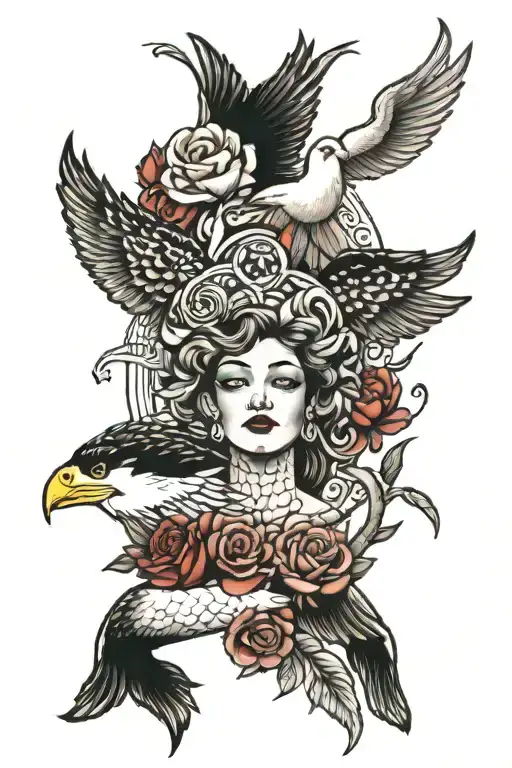 mix of mythology tattoo tattoo design idea