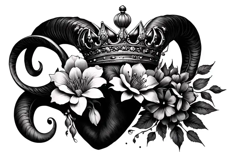 Ladazia, Aries, Syracuse, flowers, crown tattoo design idea