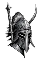4 warriors, viking, knight, samurai and spartan warrior, include historically accurate helmet and weapons  tattoo design idea