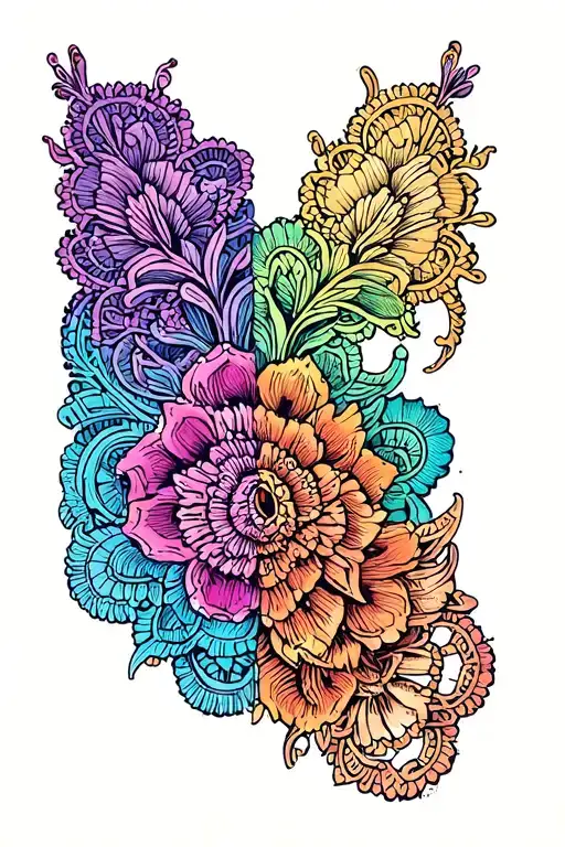 bisexual lace like patterns representing transition, acceptance, awareness, no fear tattoo design idea