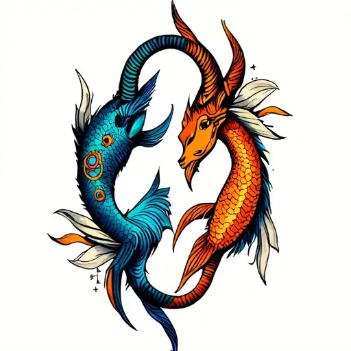 Capricorn And Pisces tattoo design idea