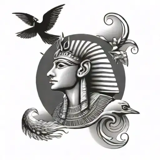 Egyptian good with sun rising tattoo design idea