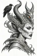 Maleficent with crow and dragon tattoo design idea