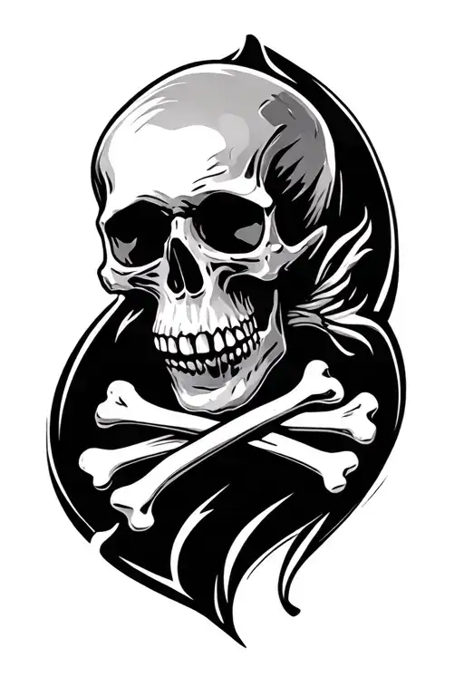 skull and bones tattoo design idea