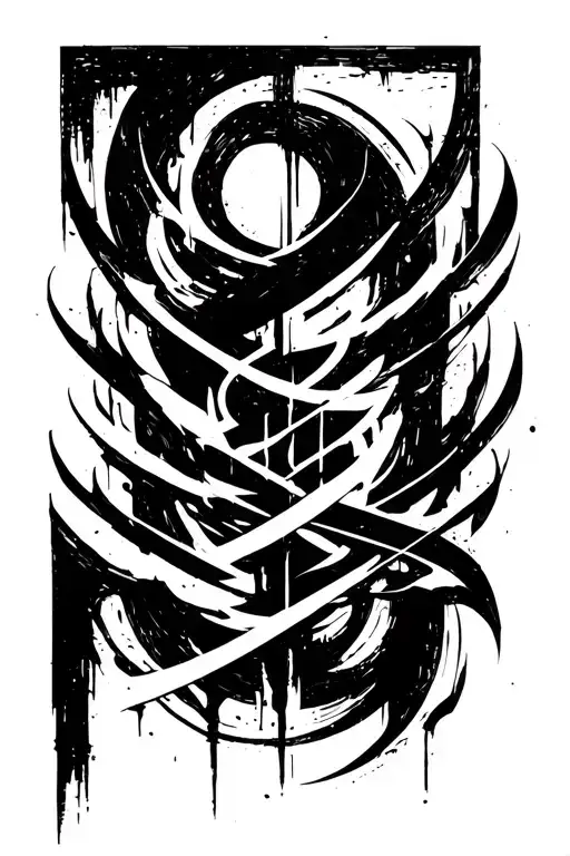 Raw Blackwork Chaotic Bold Strokes Flow Brutalist, Dark Abstract tattoo design idea