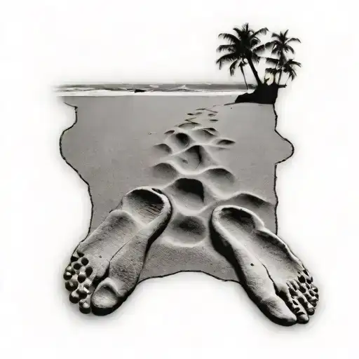 Footprints In The Sand tattoo design idea