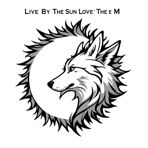 "Live By The Sun  Love By The M" Phoenix wolf head tattoo design idea