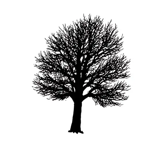tree silhouette winter no leafs growing simple tattoo design idea