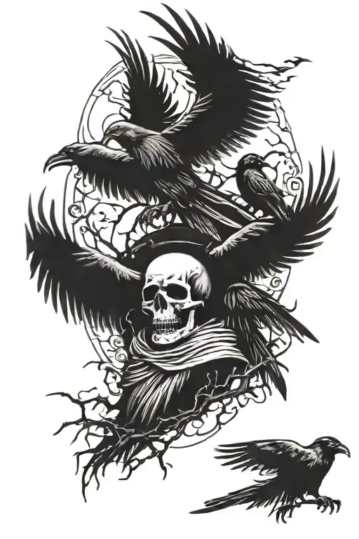 death, crows all different sizes, angel of death angel tattoo design idea