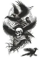 death, crows all different sizes, angel of death angel tattoo design idea