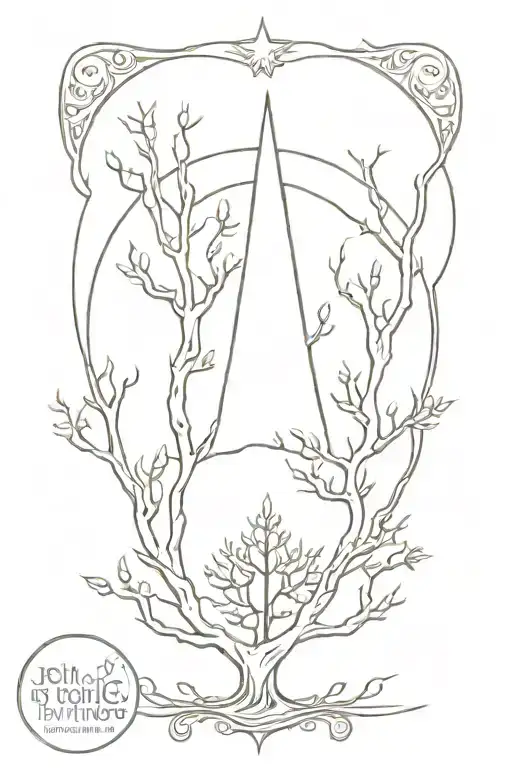 lord of the rings narsil , white tree and evenstar  tattoo design idea