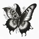 broken butterfly wing with a moth emerging tattoo design idea