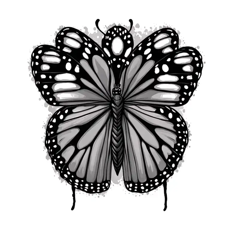 monarch butterfly on dog paw print tattoo design idea