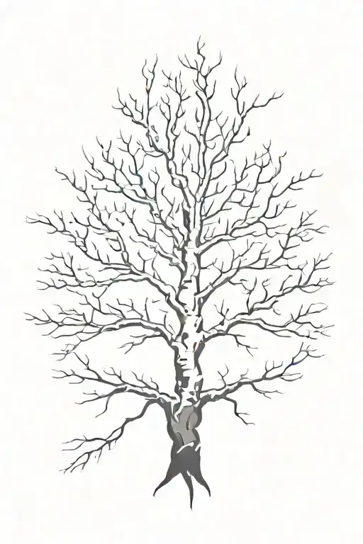 birch tree with roots inside diamond outline tattoo design idea