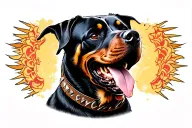 rottweiler barking with spiky collar tattoo design idea
