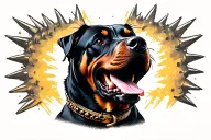 rottweiler barking with spiky collar tattoo design idea